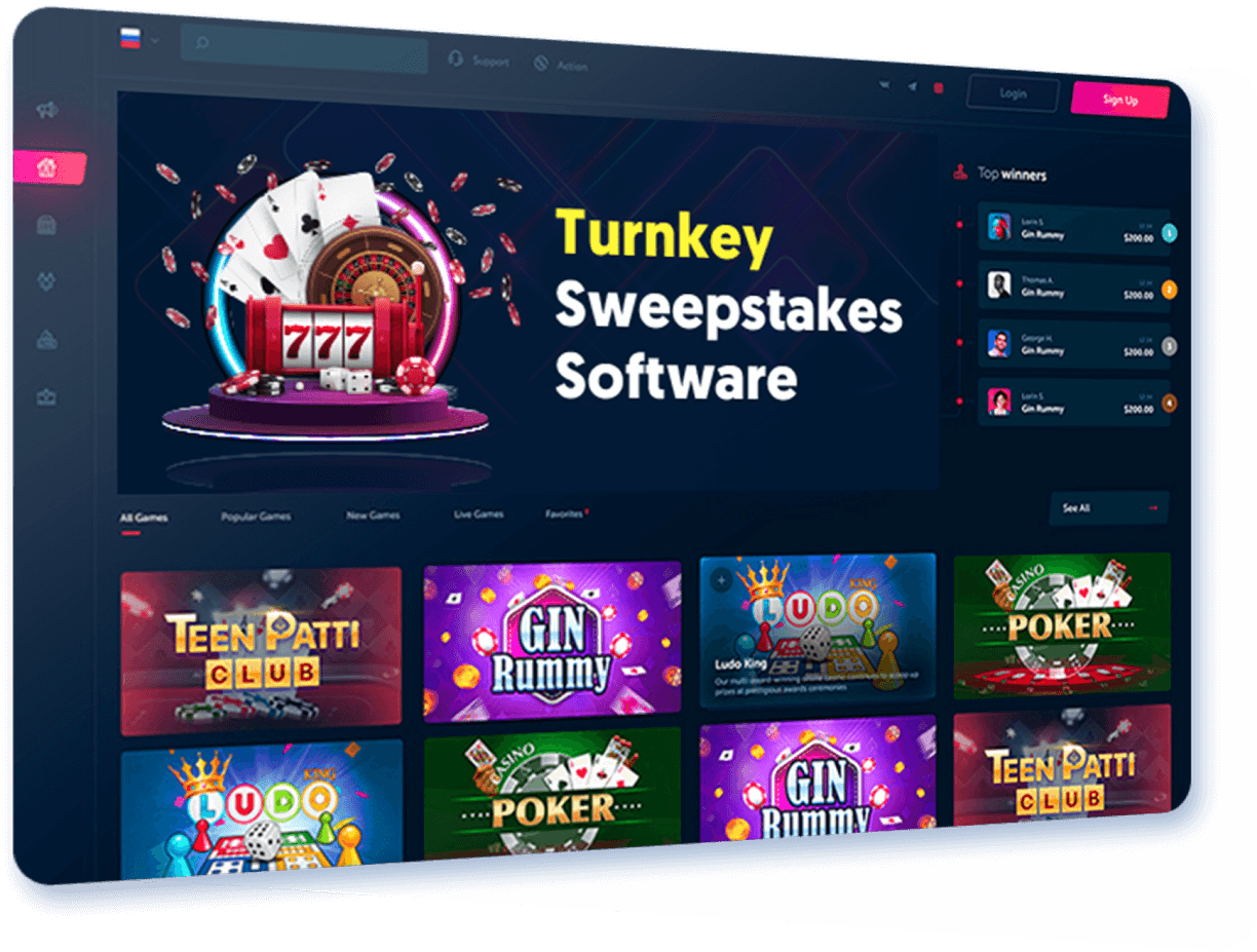 Cyber cafe software interface showcasing sweepstakes gaming system