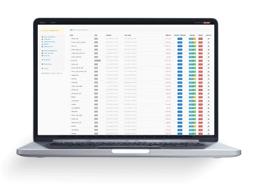 Laptop with data table
